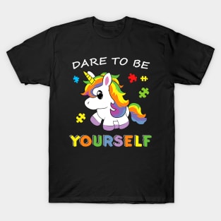 Cute Baby Unicorn Dare To Be Yourself Autism Awareness T-Shirt